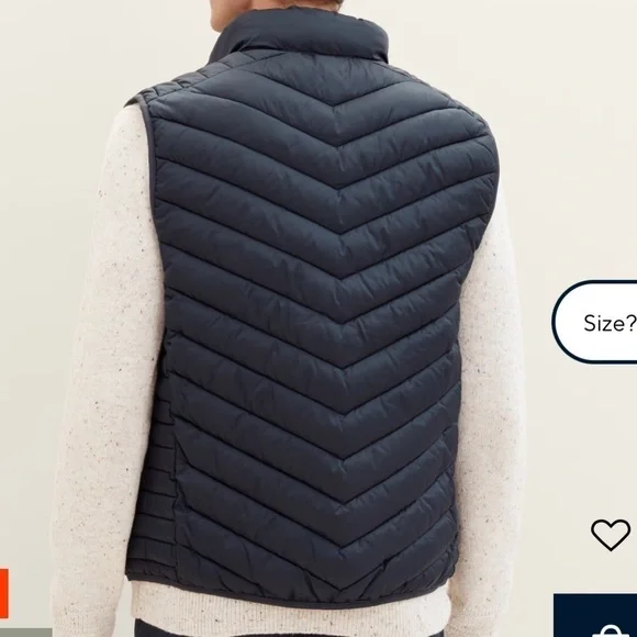 Lightweight Puffer Vest Tom Tailor Navy Blue Full Zip Men’s L/XL - Picture 8 of 14